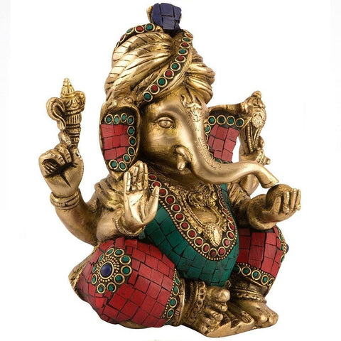 Ganpati Idol With Turban (Pagdi) Decorative Figurine