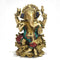 God Ganesha Idol Sitting on Lotus Brass Decorative Statue