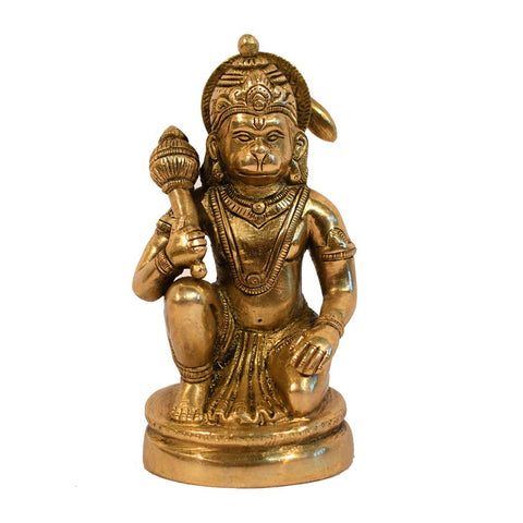 Brass Sitting Lord Hanuman Idol Murti Statue