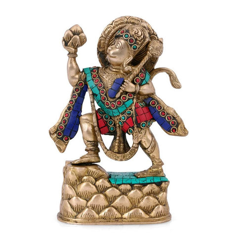 Handcrafted Hanuman Lifted Sanjeevani Mountain Idol Sculptures Showpiece
