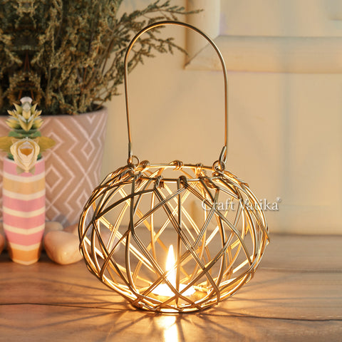 Metal Cage Round Tealight Candle Holder