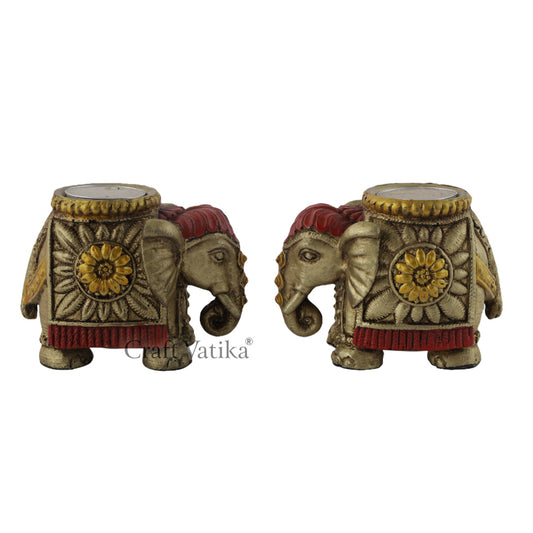 Elephant Shaped Tea light Candle Holder (Set of 2)