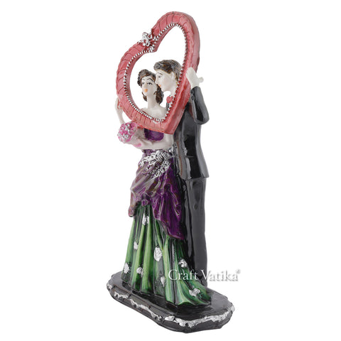 Romantic Couple With Heart Resin Gift Showpiece