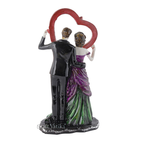 Romantic Couple With Heart Resin Gift Showpiece