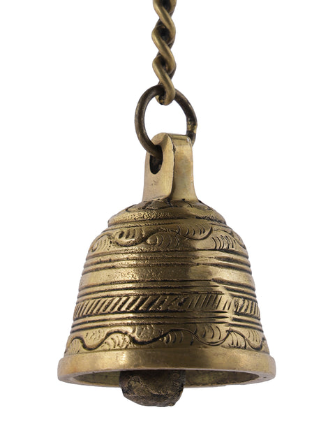 Brass Temple Hanging Bell with Chains and Hook