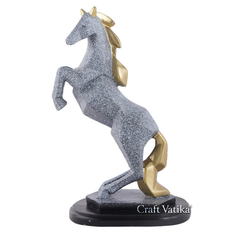 Polyresin Horse with Uplifted Legs Standing Showpiece