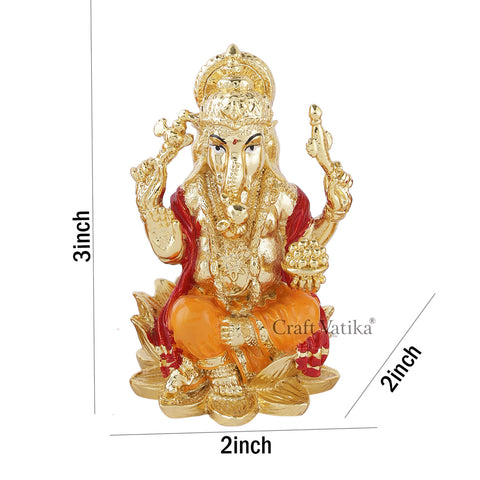 Gold Plated Idol of Ganesha Car Decorative Showpiece