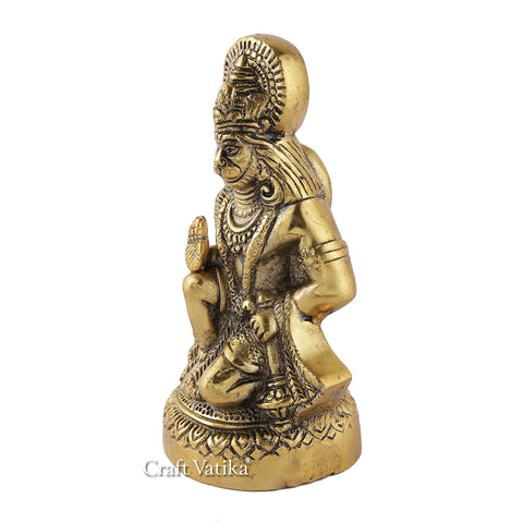 Lord Hanuman Statue Giving Blessing In Sitting Sculpture