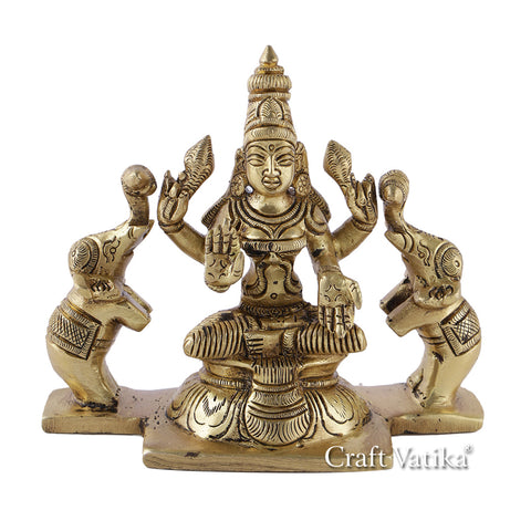 Brass Sitting Goddess Laxmi Idol Murti Statue