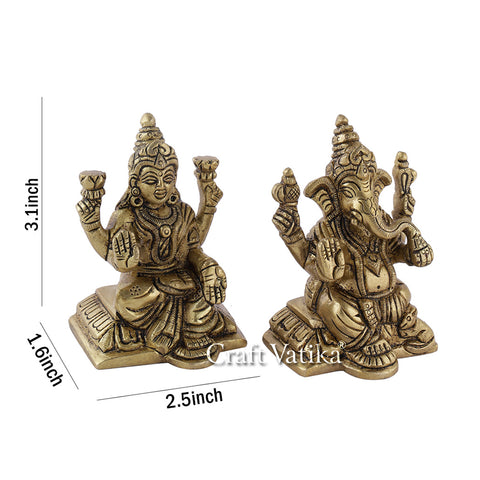 Brass Pair Of Laxmi Ganesha Idol Murti Statue