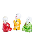 Handcrafted Polyresin Set Of 3 Baby Buddha Monk Idol Showpiece Bmas107