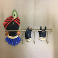 Wrought Iron Lord Krishna Flute Key Holder 3 Hooks Wall Hanging Key Hanger Stand