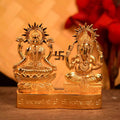 Metal Sitting Blessing Goddess Laxmi Ganesh Idol Murti