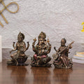 Cold Cast Bronze Lakshmi Ganesha Saraswati Idol
