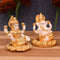 Ceramic Laxmi Ganesh Idol With Gold And Off White Color