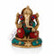 Brass Blessing Ganesh Sitting On Round Base Statue