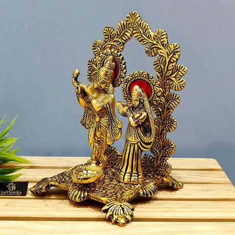 Radha Krishna Idol Murti with Diya Showpiece 