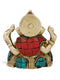 Small Statue Of Lord Ganesha In Solid Brass With Stone Work Gts193