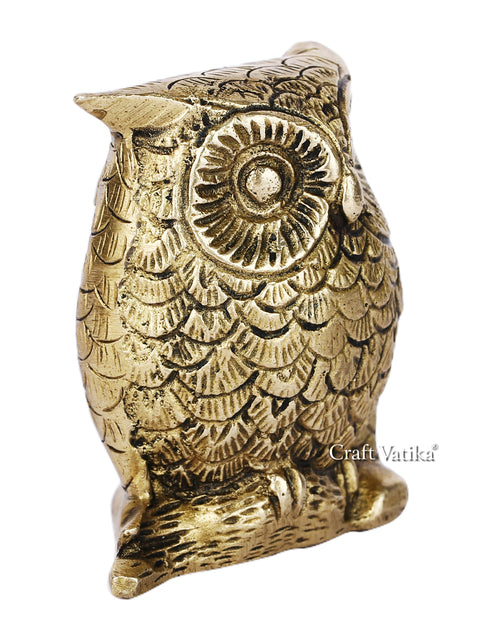 Brass Feng Shui Owl Bird Decorative Showpiece Dfbs226
