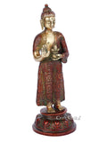 Standing Sculpture Of Brass Buddha With Fine Hand Carving Bbs243