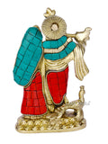 Radha Krishna Brass Divine Idol With Stone Work Figurine Rkts113