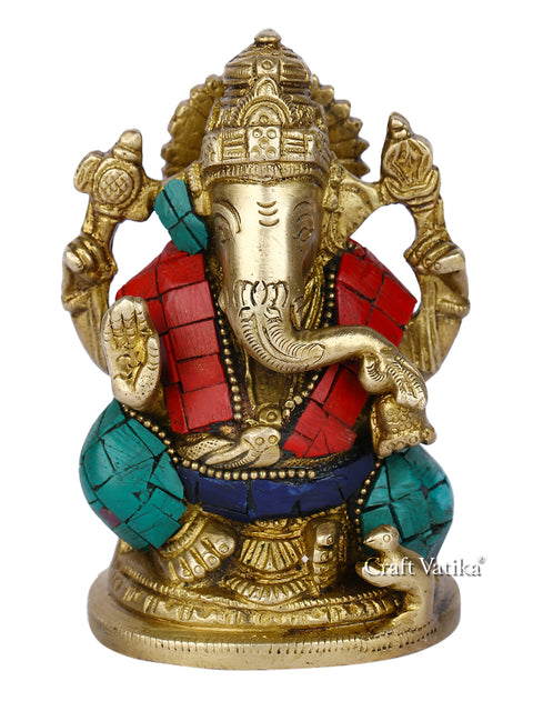 Lord Ganpati Idol In Blessing Sculpture Showpiece Gts233