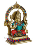 Laxmi Statue With Turquoise Inlay Blessing Shrine Figurine Lts116