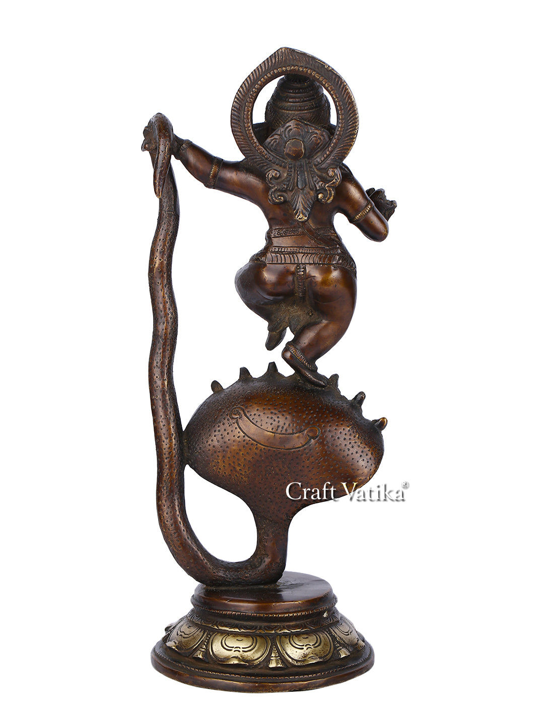 Brass Standing Dancing Ganesh On Snake Idol Murti Gbs184