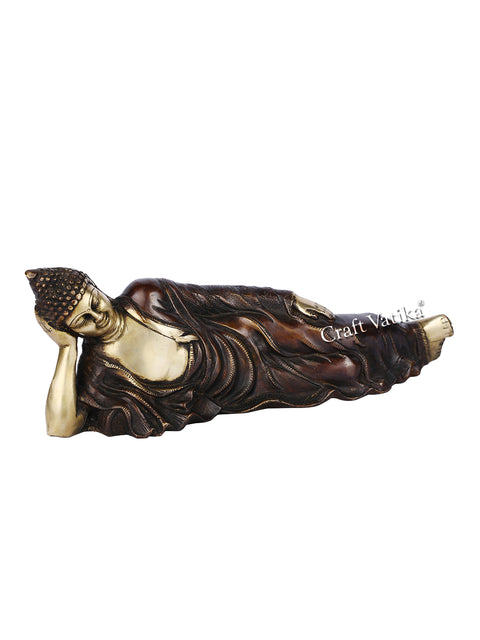 Resting Buddha Antique Brass Idol Statue Bbs252