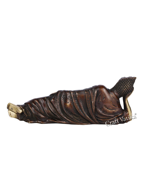 Resting Buddha Antique Brass Idol Statue Bbs252