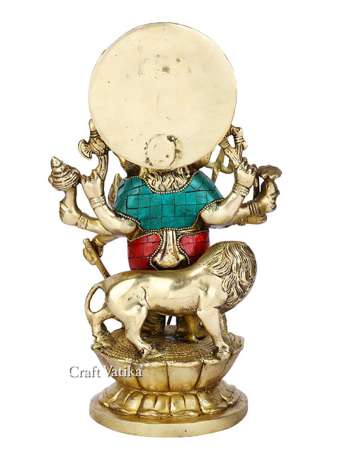 Brass Kan Drishti Ashtabhuja-Dhari Ganesh Idol Statue Gts244