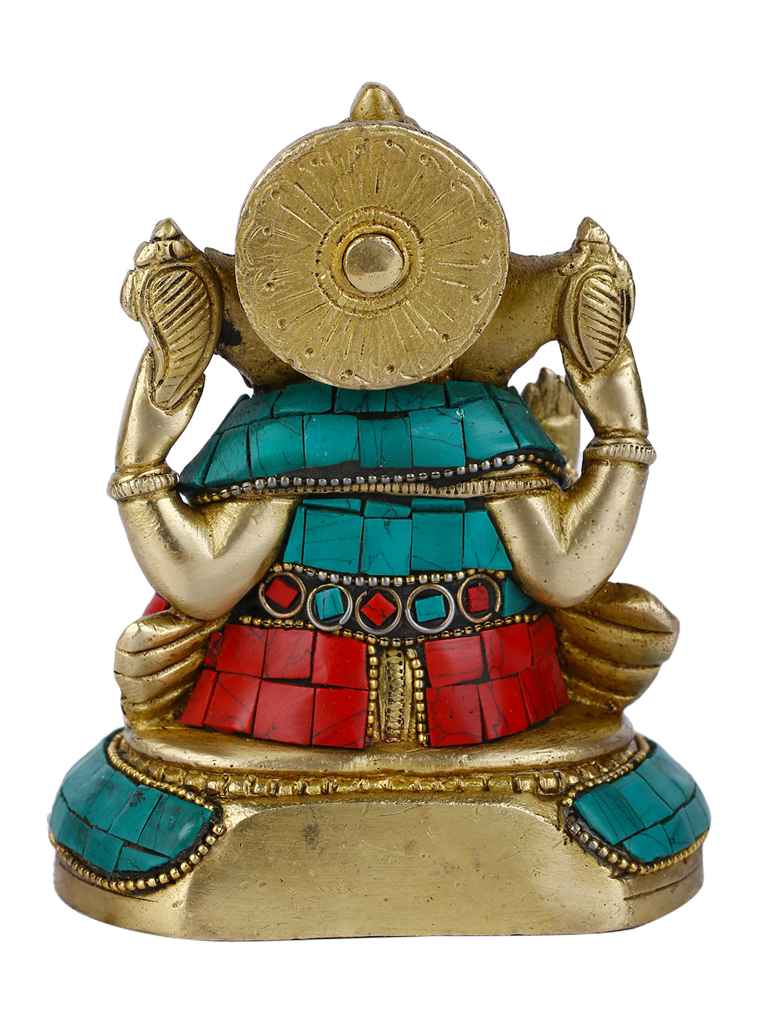 Brass Blessing Ganesh Sitting On Round Base Statue Gts182