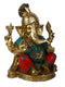 Brass Blessing Pagdi Ganesh Idol Statue With Colorful Stones Gts201