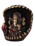 Brass Ganesh Idol Sitting Under Conch Statue Gbs176