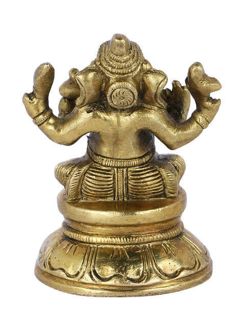 Brass Handmade Ganesha Idol With Round Base Statue Gbs181