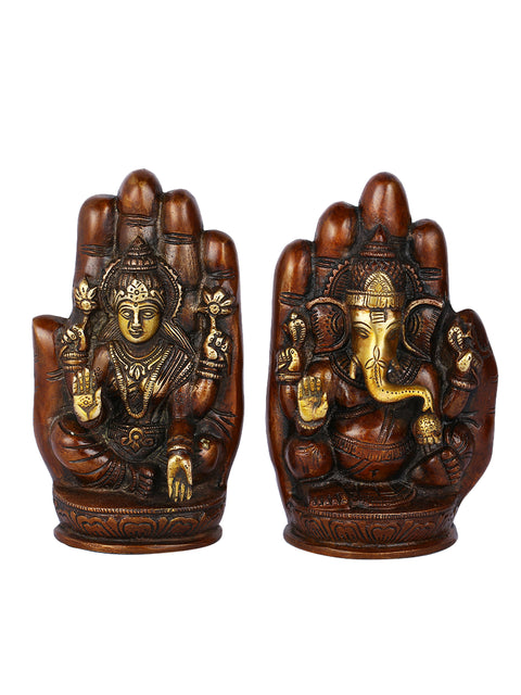 Pair Of Goddess Lakshmi & Ganesha Brass Statue Lgbs131