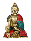 Brass Medicine Lord Buddha Idol Showpiece With Sacred Kalash Bts191-New