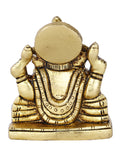 Brass Sitting Ganesh On Round Base Idol Statue Gbs223