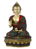 Brass Buddha Idol With Sacred Kalash Statue Bts174
