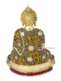 Brass Buddha Statue Teaching Vitarka Sitting Buddhism Idol,Multicolour-Bts216