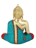 Buddha Brass Statue In Bhumisparsha Mudra With Stone Work Bts222