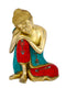 Brass Resting Buddha With Colorful Stone Inlay Statue For Home Decoration