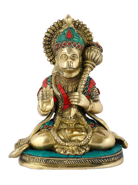 Brass Blessing Lord Hanuman Idol Murti Statue Hbs118