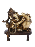 Brass Sitting Ganesh Idol Playing With Mouse Statue Gbs198