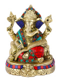 Brass Writing Shubh Labh Ganesh Idol Statue Gts159