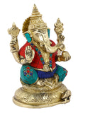 Ganpati Brass Idol With Round Base Decorative Showpiece Gts252