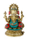 Large Brass Lord Ganesh Idol Sitting On Lotus Statue Gts235