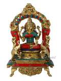 Goddess Laxmi Ji Statue Sitting On Singhasan Sculpture Figurine Lts124