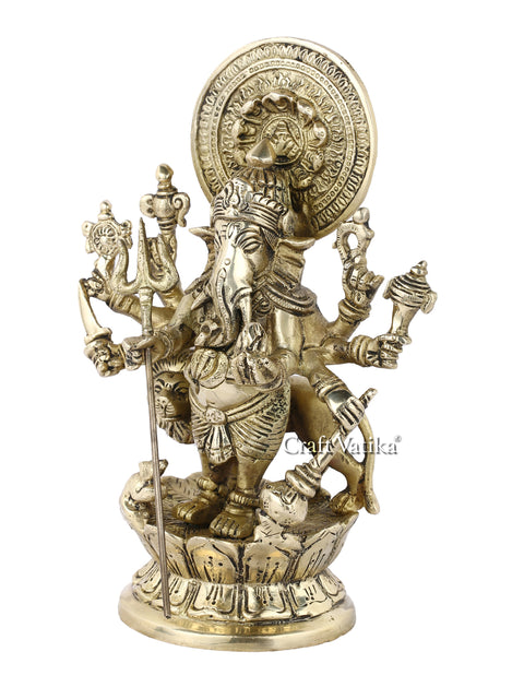 Kan Drishti Ashtabhuja-Dhari Ganesha Brass Idol In Standing Position Statue Gbs238