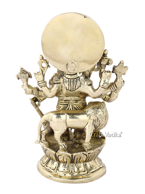Kan Drishti Ashtabhuja-Dhari Ganesha Brass Idol In Standing Position Statue Gbs238